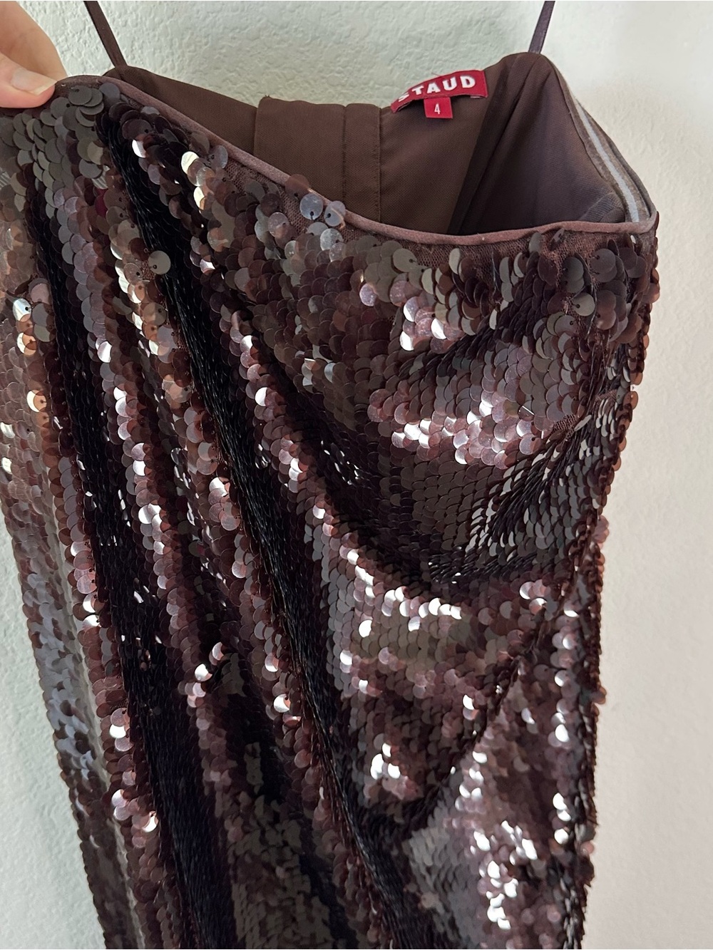 STAUD CASEY DRESS BRONZE Brown Maxi SZ US 4 - Picture 3 of 9